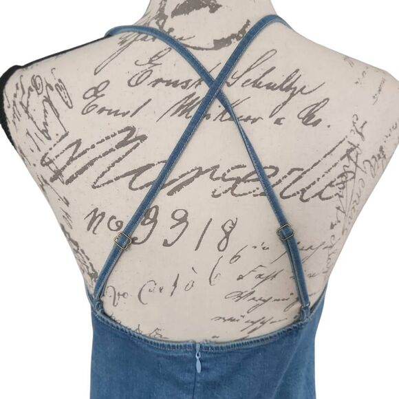 Mebon by Machine Jeans Ladies Size Large Blue Stretchy V-Neck Flirty Mini Dress - Picture 5 of 6